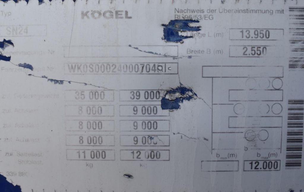 نصف مقطورة مسطحة Kögel SN 24 LL/Plattform,SAF,Liftachse,Wabco,Jost,ADR: صورة 16