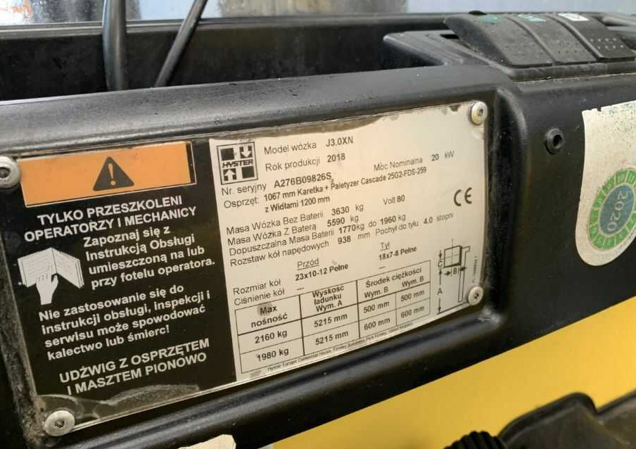 رافعة شوكية كهربائية Hyster J3.0XN: صورة 6